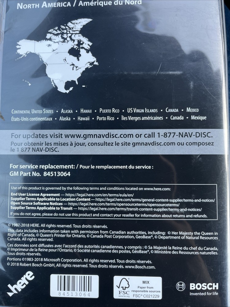 GM 2019 Navigation System Map Update North America Map Data USB