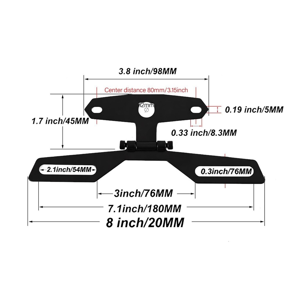 Universal Motorcycle License Plate Bracket, Adjustable Folding Mount Holder w...