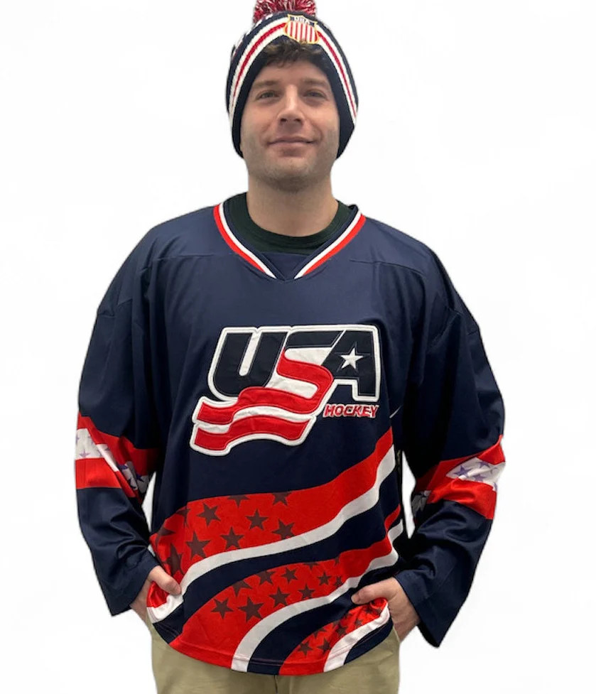 USA Hockey 1996 Embroidered Navy Hockey Jersey