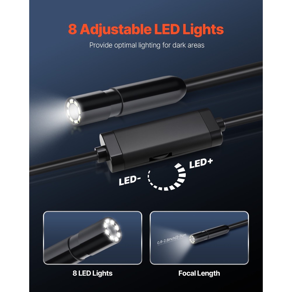 Endoscope Camera 1920P HD Borescope for Android & IOS with 49.2FT Cable