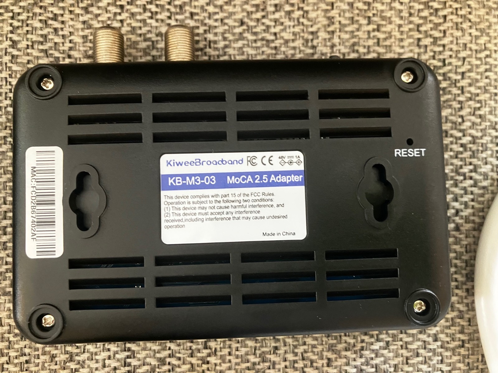 Kiwee Broadband KB-M3-03 MoCA 2.5 Adapter Kit 2.5GbE PoE+ 30W Ethernet Over Coax