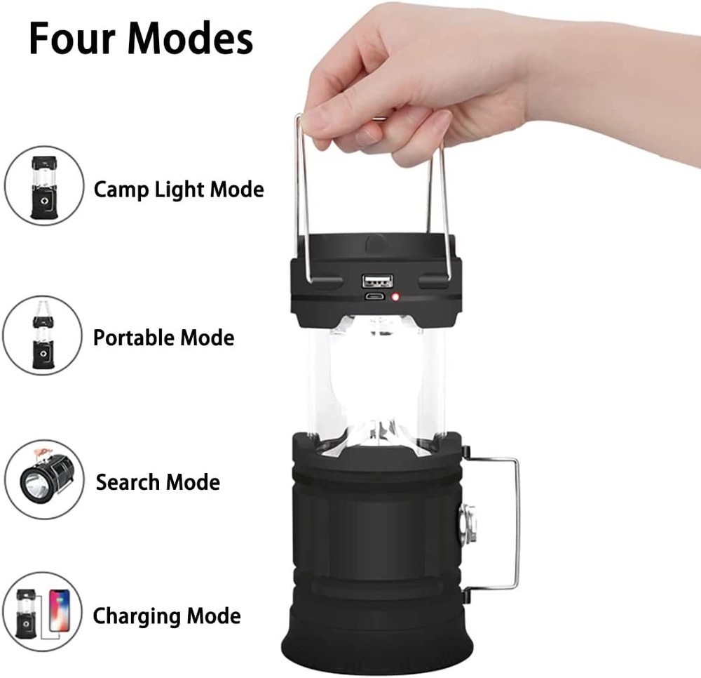 Portable LED Camping Lantern Lamp / Torch USB Rechargeable Flashlight Waterproof