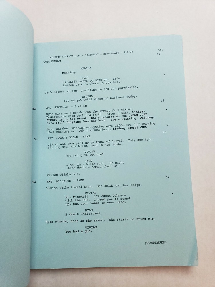WITHOUT A TRACE / Jan Nash 2008 TV Show Script, ANTHONY LAPAGLIA "Closure"