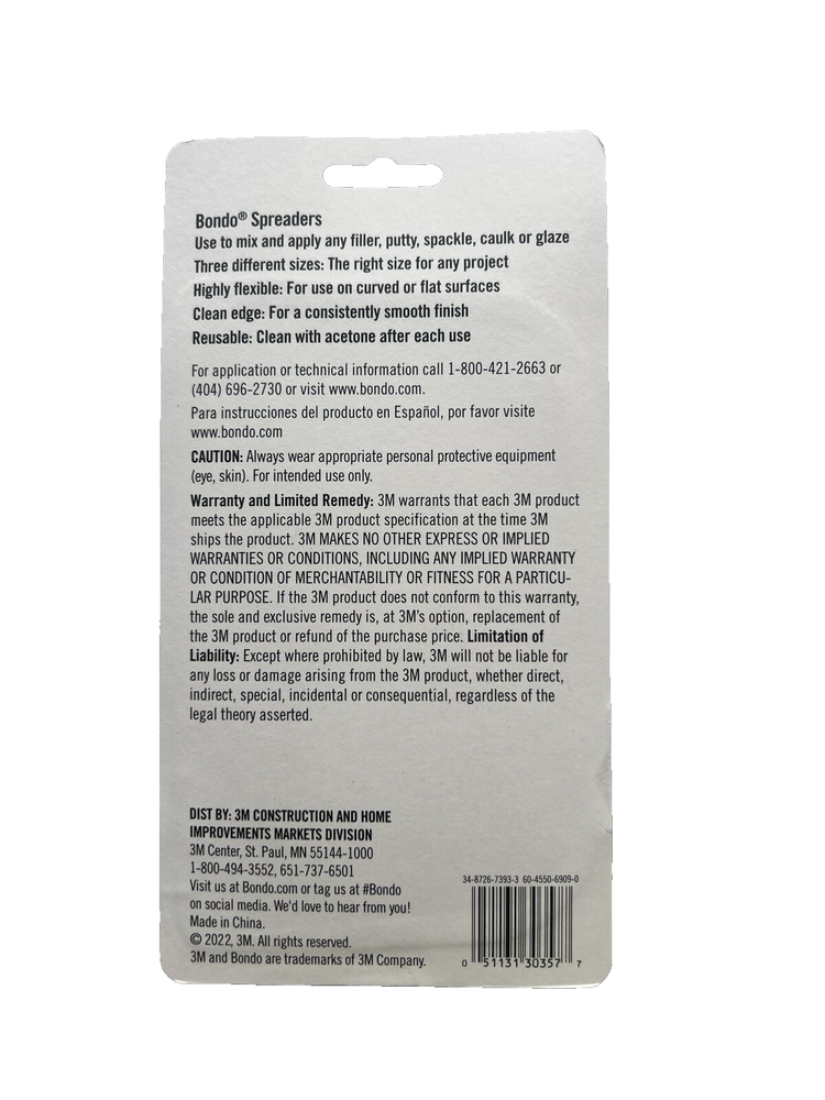 Bondo Plastic Spreaders, 3 Different Sizes, Makes Body Filler 2 Pack