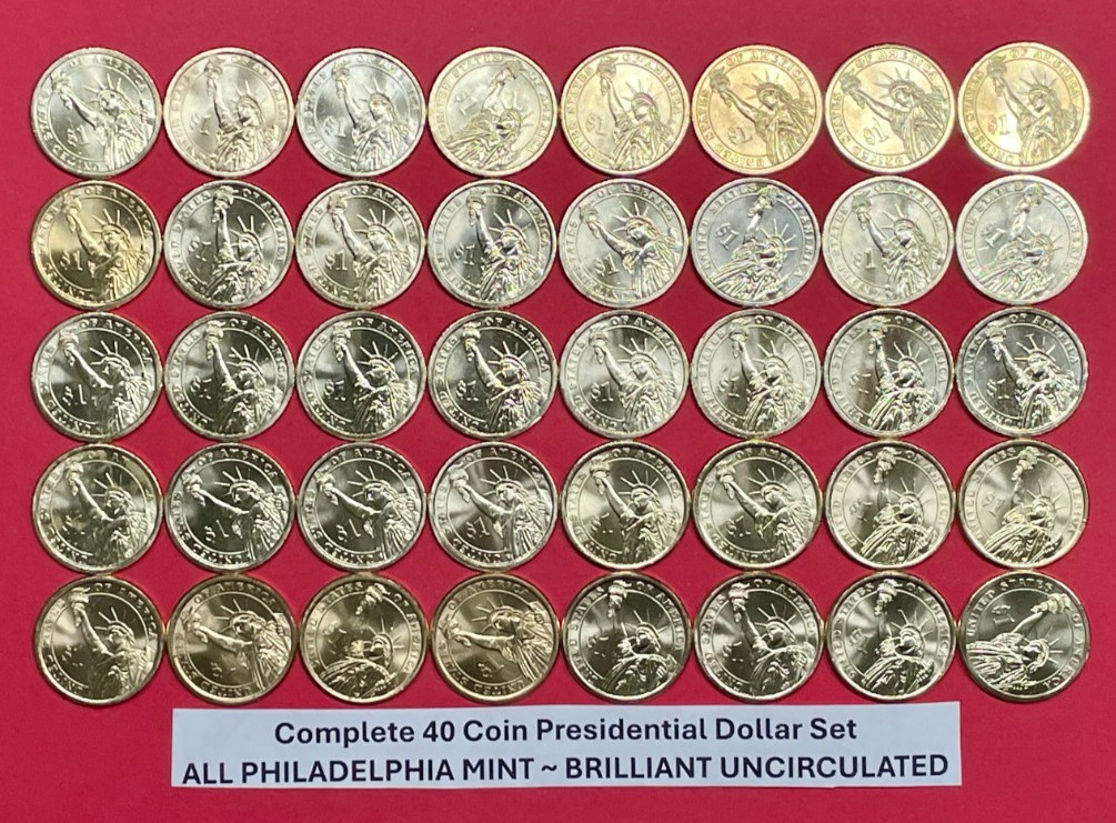 Complete Presidential Dollar Set of 40 PHILADELPHIA UNCIRCULATED Coins 2007-2020