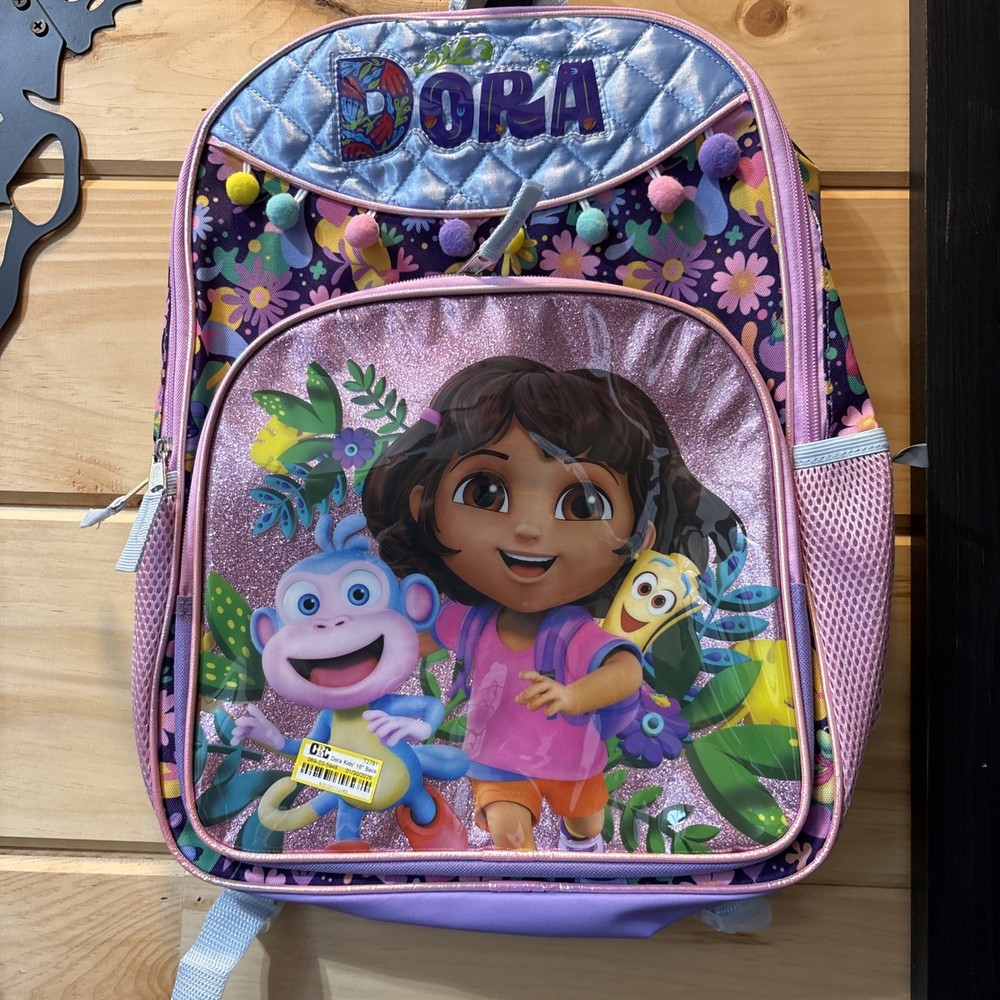 Dora Kids' 16" Backpack Purple Boots Map Explorer