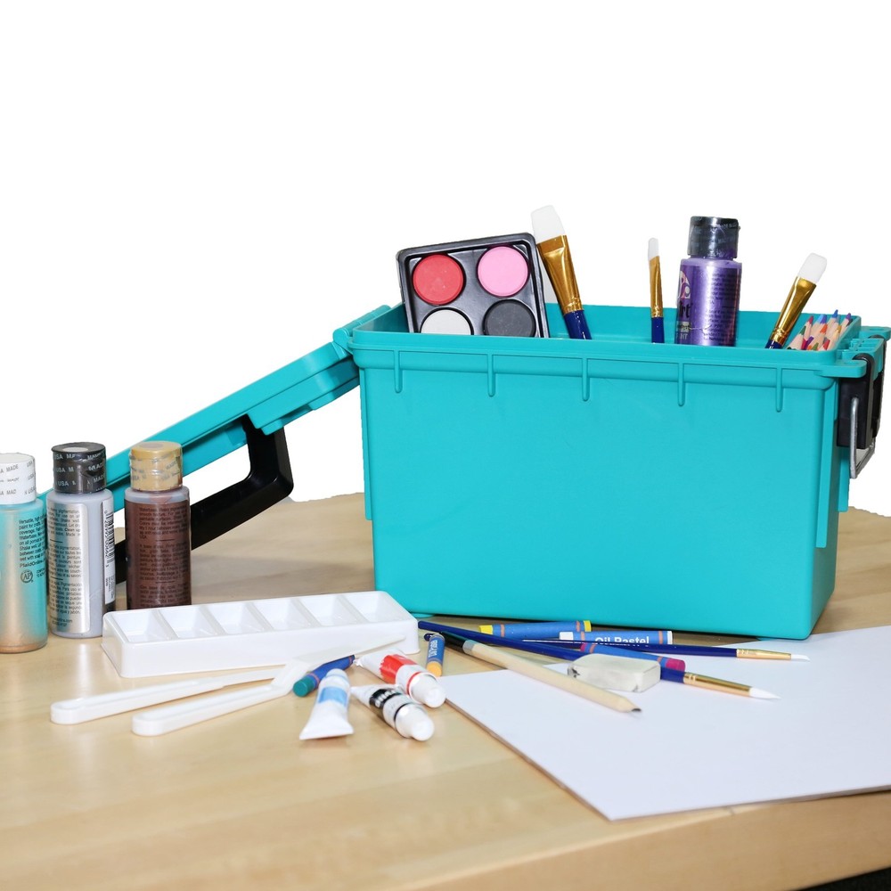 11.5 Inch Stackable Storage Container Teal Water Resistant for Crafts