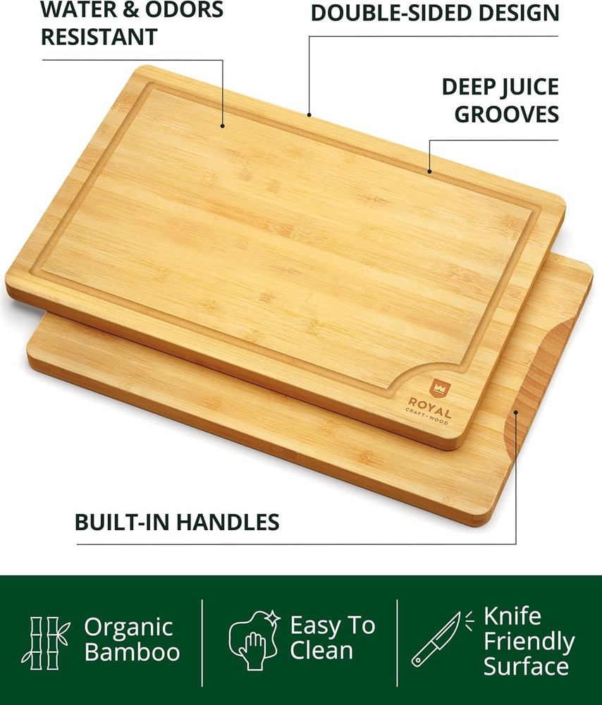 Sustainable Bamboo Cutting Board - Versatile 18"x12" for Kitchen Prep & Serving