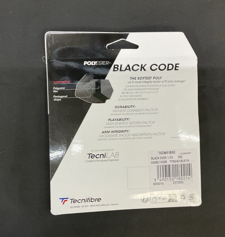 Tecnifibre Black Code 17 Gauge Tennis String 3 Pack