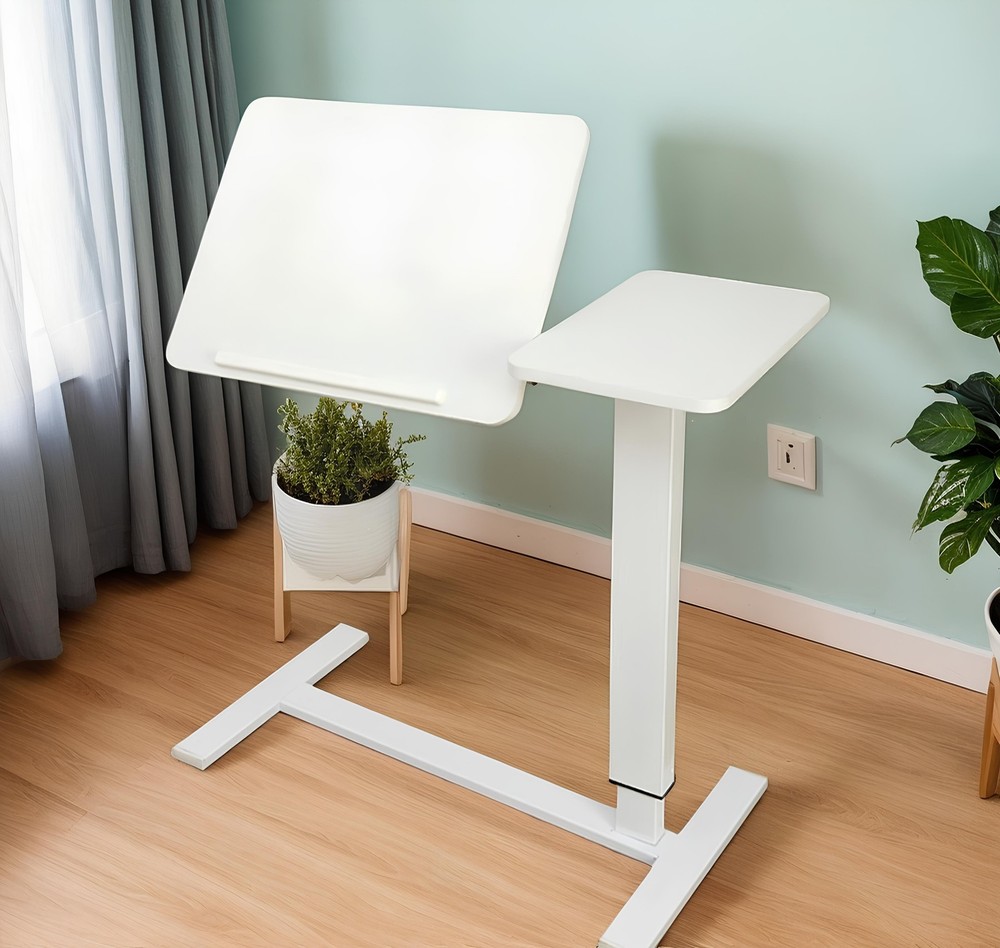 Overbed Bedside Desk, Mobile Rolling Laptop Stand Tilting Overbed Table with Wh