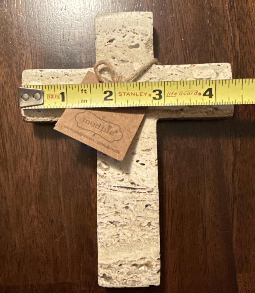 Mud Pie Cream Travertine Cross