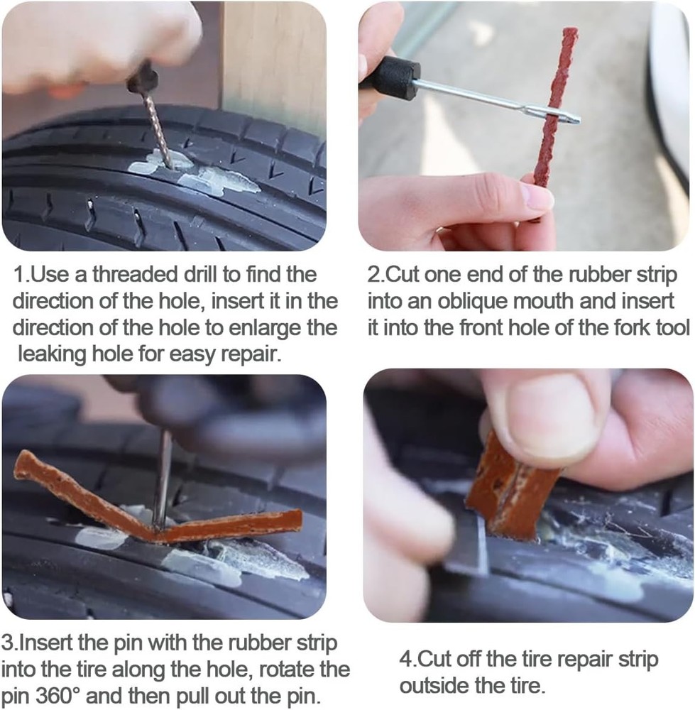 32PCS with Plug, 2PCS T Handle Vehicle Tire Repair Tools with 30PCS Strings, ...