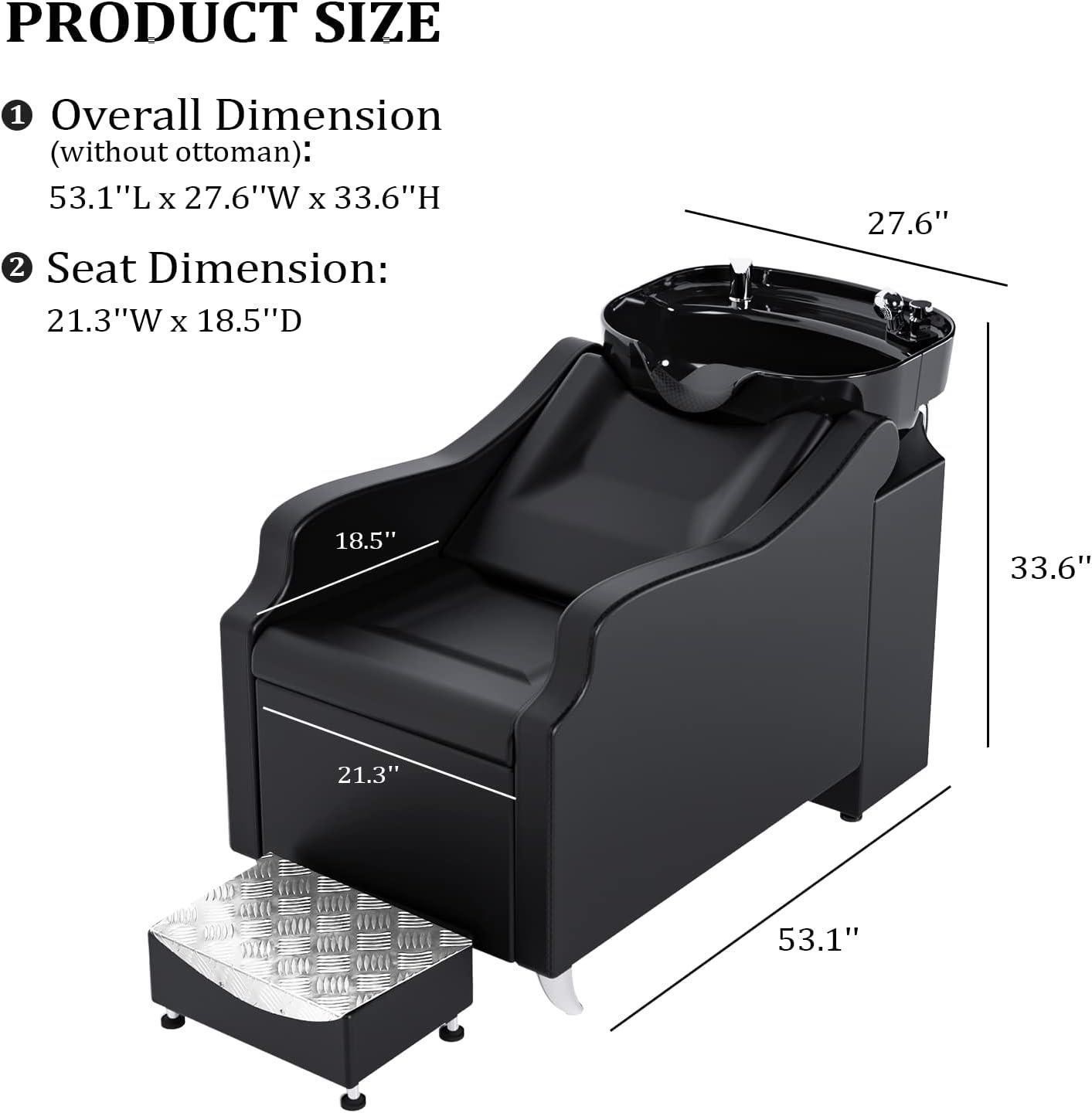 Backwash Barber Chair Porcelain Shampoo Bowl Sink Unit Station for Salon Spa