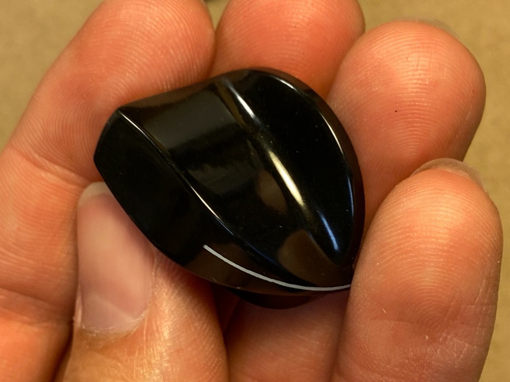 2 New 1.125" Daka-Ware Streamlined Black Bakelite Pointer Knobs for Valco Supro