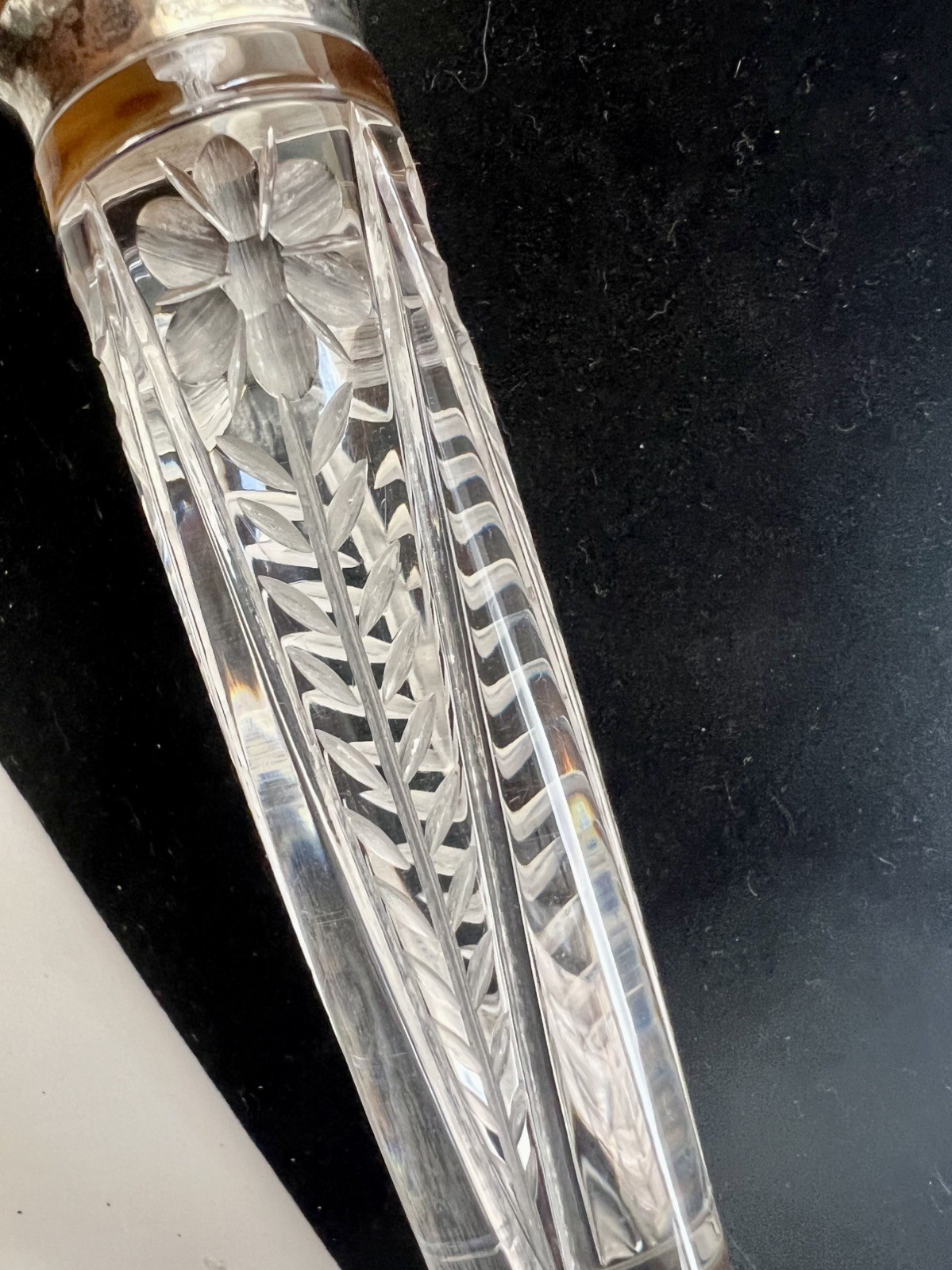 Antique Rare Hallmarked Sterling Silver Cement Filled Candlesticks Cut Glass