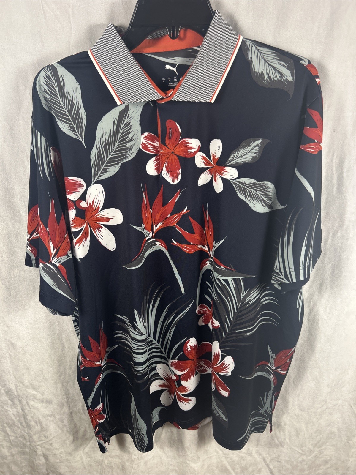 Puma Mattr Luau Polo Navy Floral Golf Shirt Men's Large New