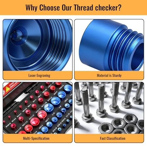 55PCS Thread Checker, Nut and Bolt Thread Checker Set (25 Metric & 30