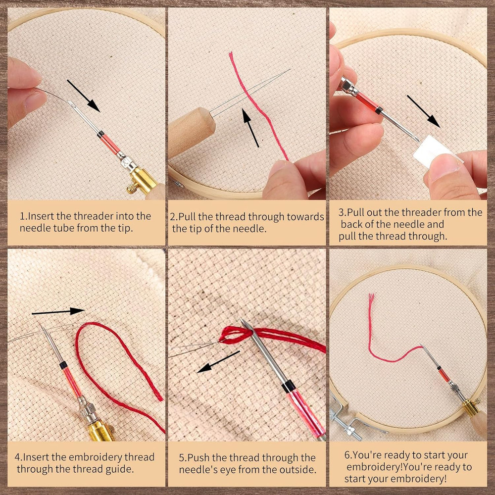 14 Pcs Punch Needle Kit with Storage Box, Adjustable Punch Needle Tool Includes