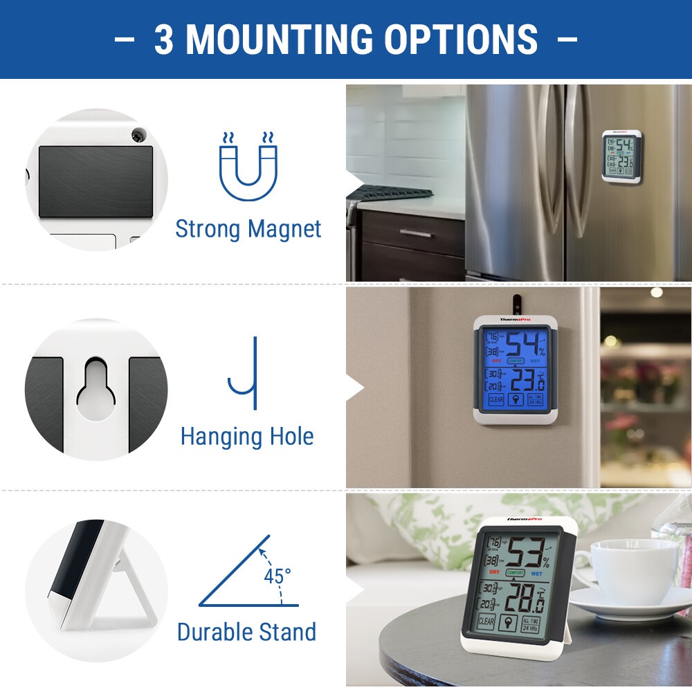 1/3/4/5 ThermoPro Digital LCD Touchscreen Humidity Thermometer Indoor Hygrometer