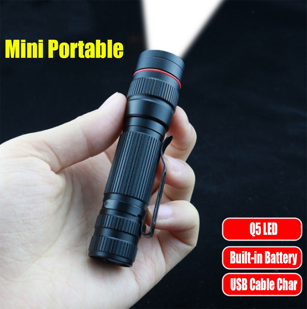 2PCS Mini Portable USB Rechargeable LED Flashlight 3 Modes Torch Lamp +USB Cable
