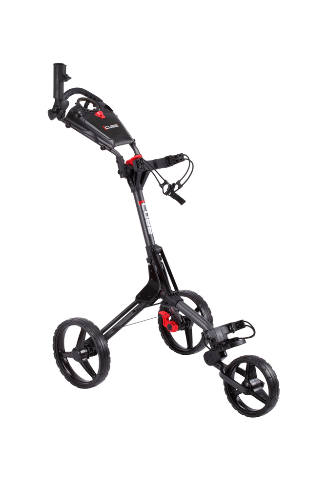 CUBE CART 3 Wheel Push Pull Golf Cart: Smallest Folding Lightweight Compact Cart