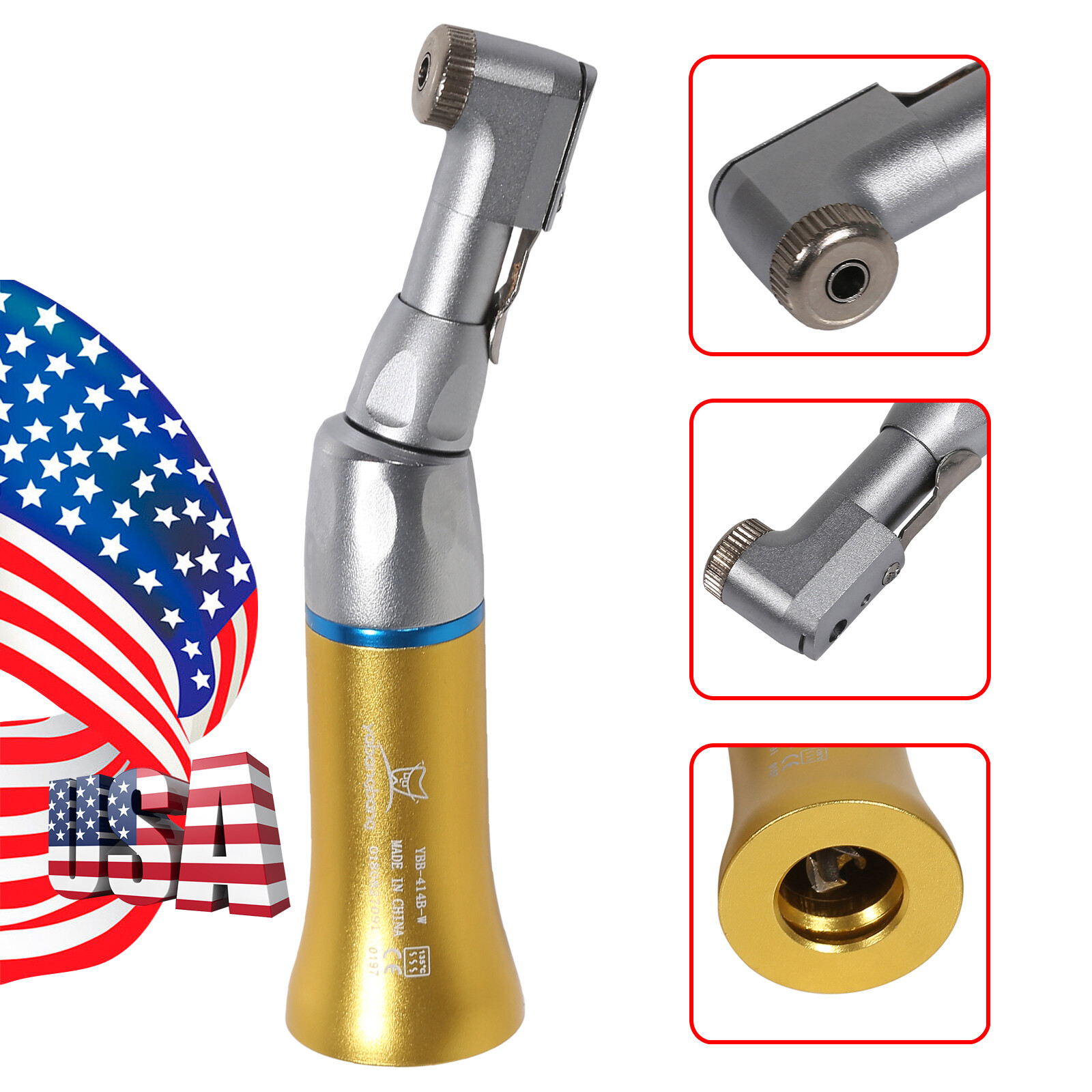 USA NSK Style Dental Low Speed Contra Angle Handpiece Latch E-Type Gold st