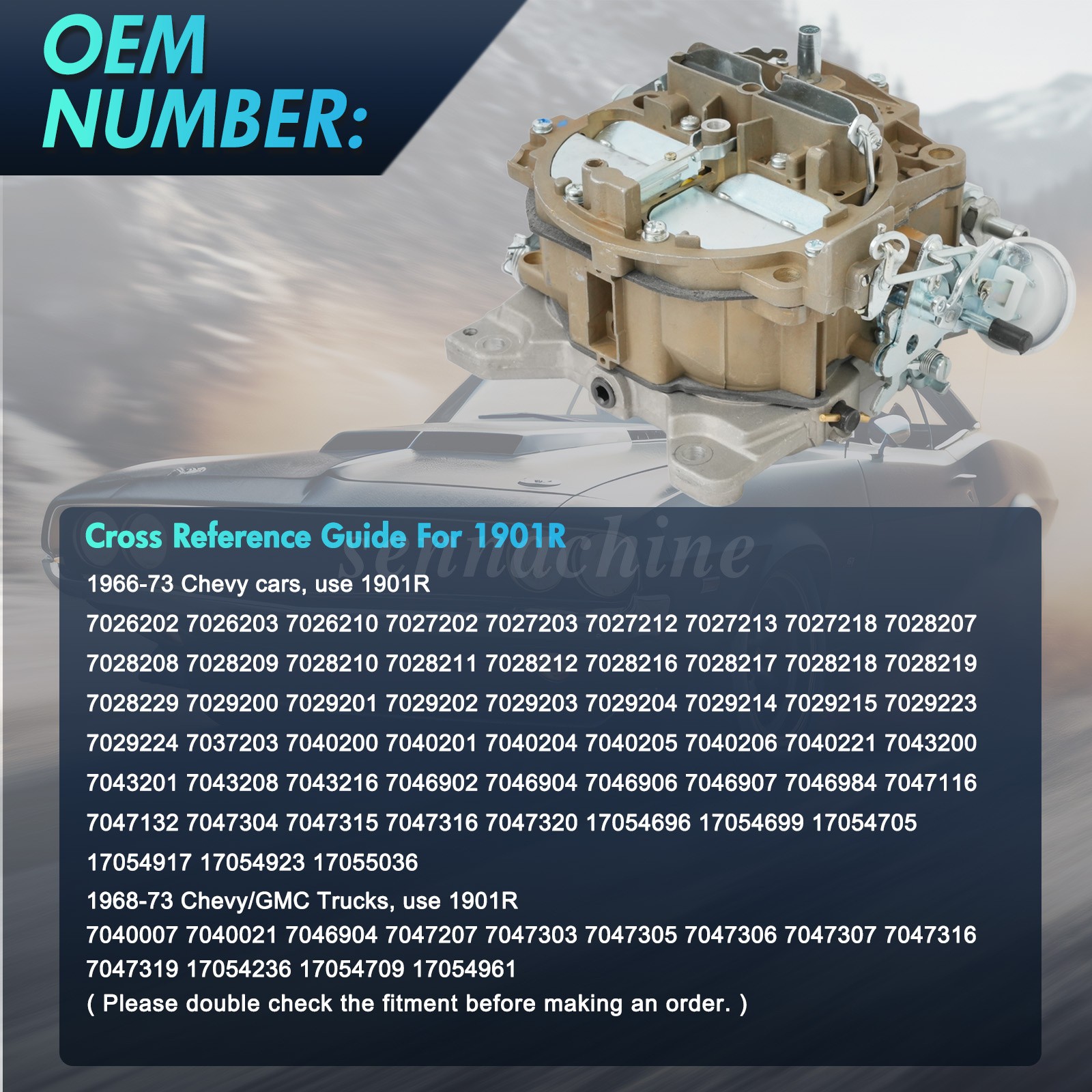 Quadrajet Carburetor For Chevy GMC 327 350 396 427 454 750CFM 4 Barrel OE:1901R