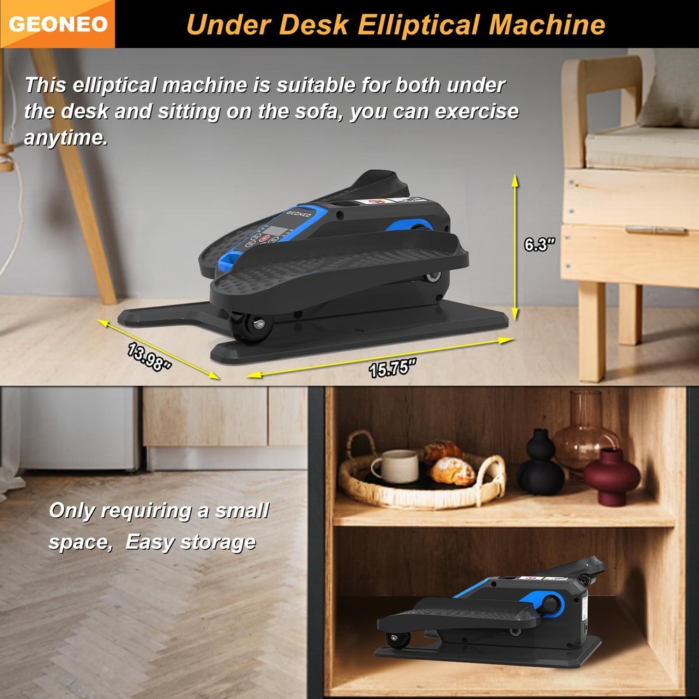 Under Desk Elliptical Machine, Electric Exerciser for Black