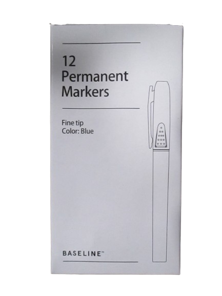 12 - Baseline Staples Fine Tip Blue Permanent Markers BL58129