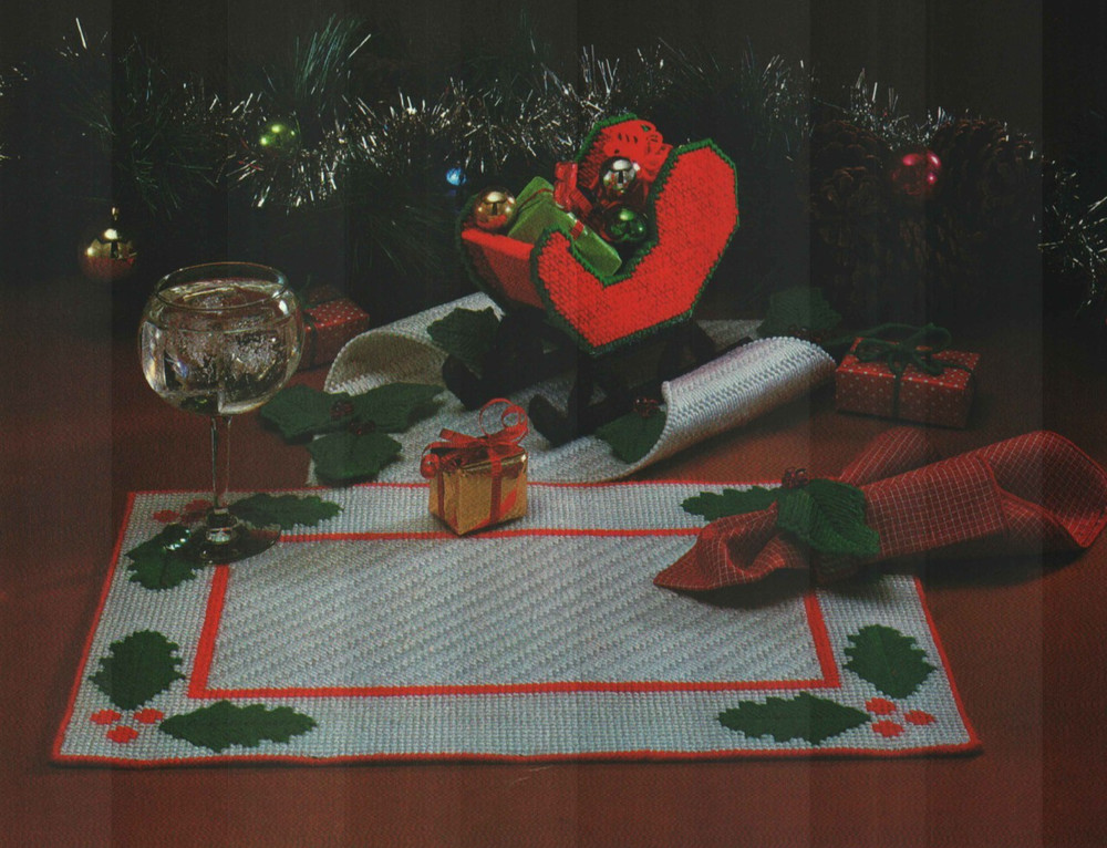 CHRISTMAS PARTY TABLE DECORATIONS PLACEMAT PLASTIC CANVAS PATTERN INSTRUCTIONS