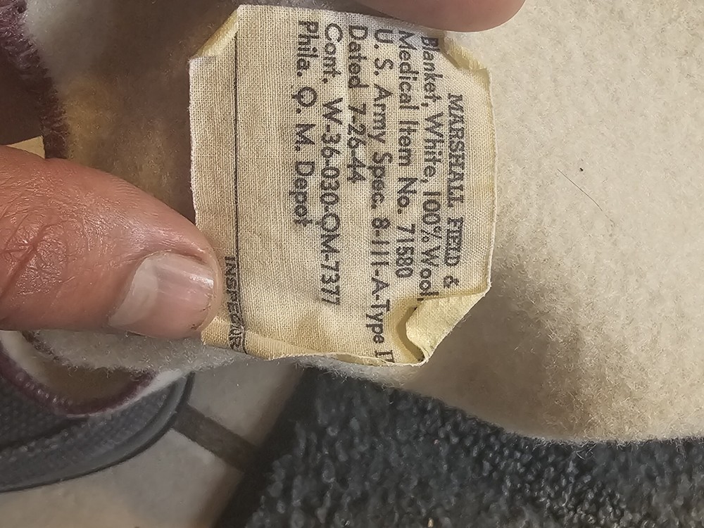 Vintage Marshall Field & Co 1944 WWII US Army MD Wool Blanket 76x54 Pre Owned A4