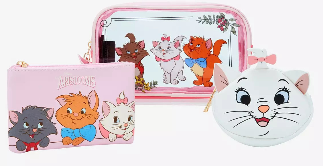 NEW Disney The Aristocats Kittens 3pc Cosmetic Travel Makeup Pen Pencil Bag Set