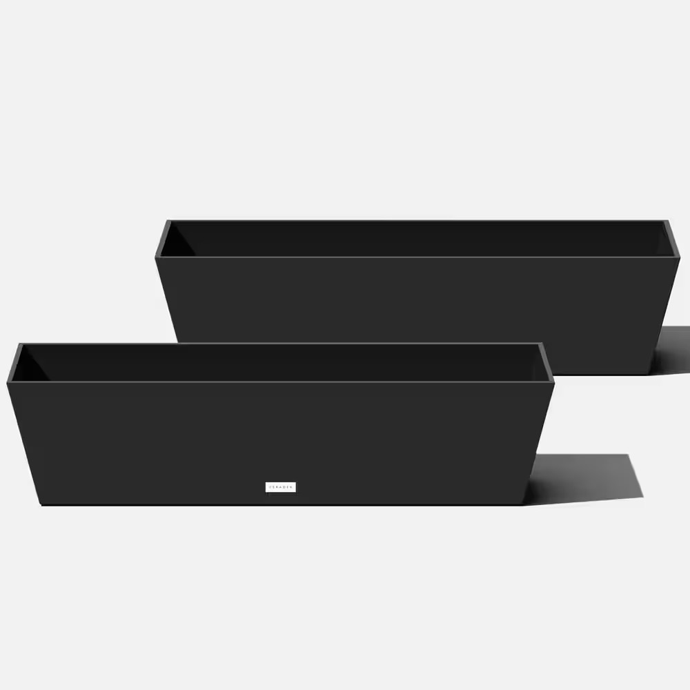 Extra Large Black Plastic Rectangular Windox Box Planter with Drainage Holes (9