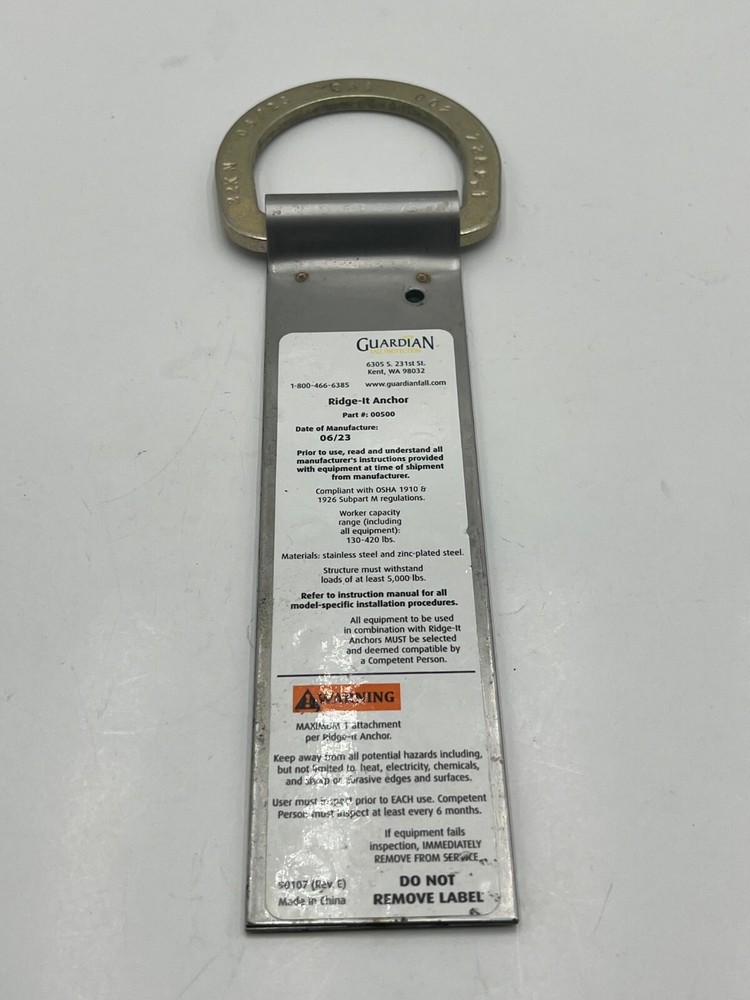 GUARDIAN # 00500 Ridge-It 1 D-Ring Anchor