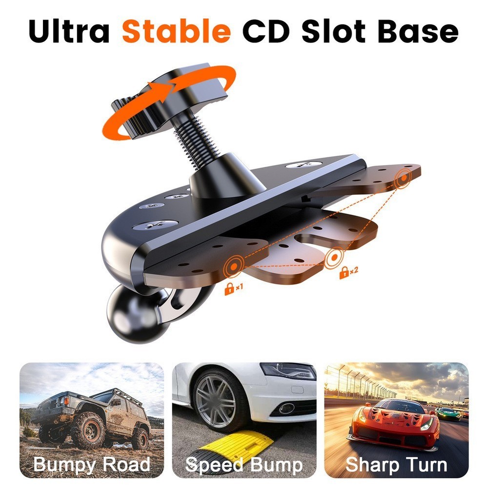 For CarPlay Compatible CD Slot Mount Adjustable View Angle Low Profile