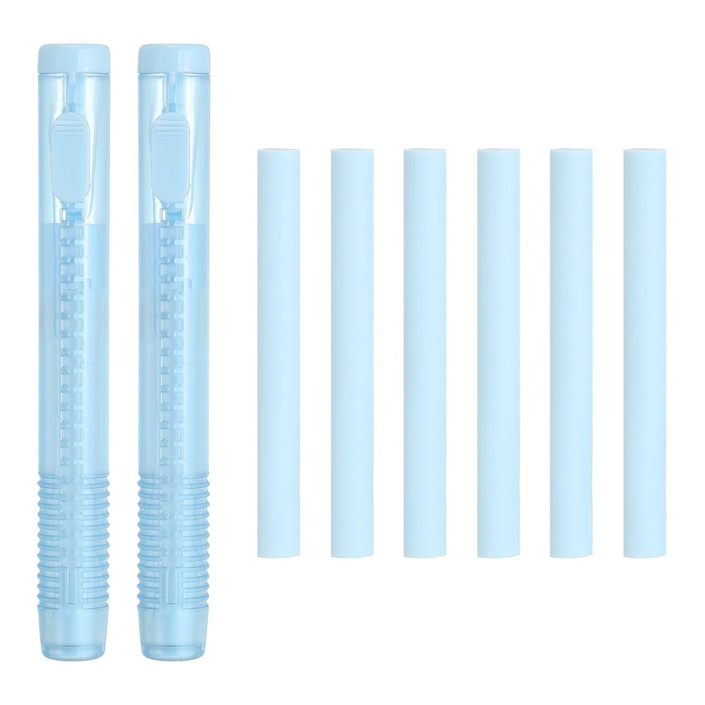 8 Pack Erasers, Pencil Erasers Large Eraser Push Pull Cute Soft, Blue TPE