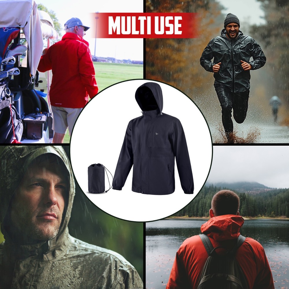 Rain Jacket Waterproof Hooded Light Weight Windbreaker