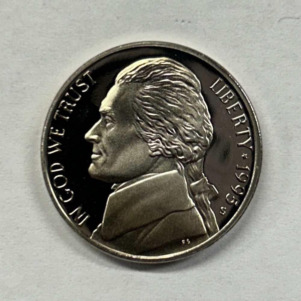 1995 S Proof Jefferson Nickel - Five Cent Coin from Proof Set