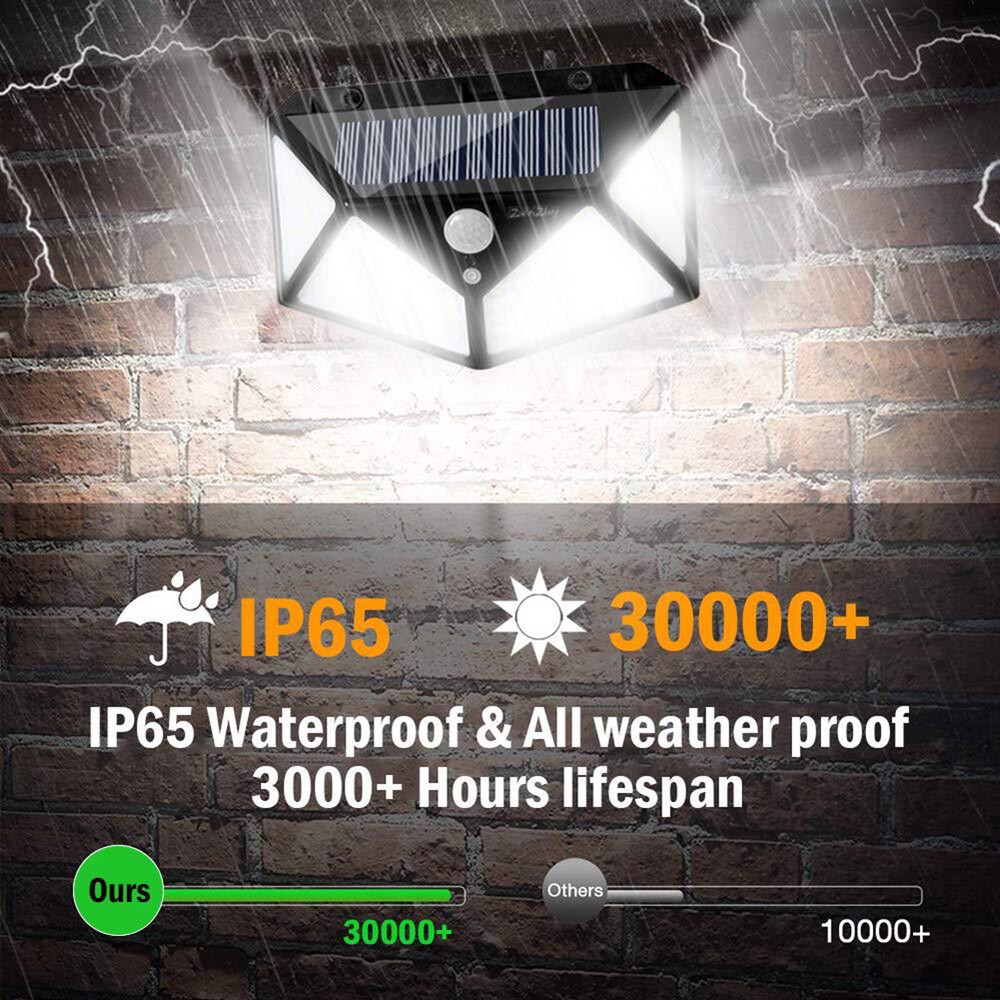 Solar Power 100 LED Lights PIR Motion Sensor Outdoor Security Lamp Wall US