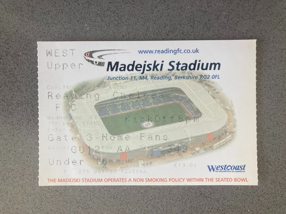 Reading v Chelsea 2003-04 Match Ticket