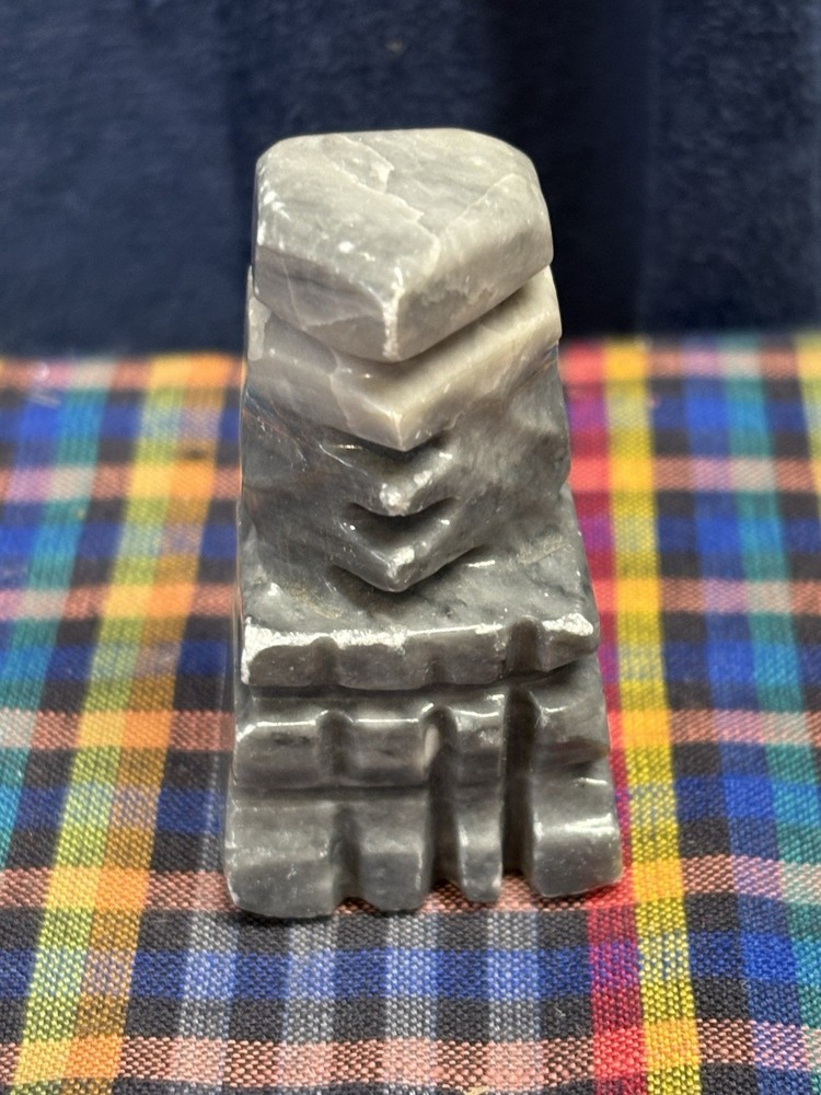 Vintage Pawn Black Marble Onyx Agate Aztec Chess Piece Replacement   C7