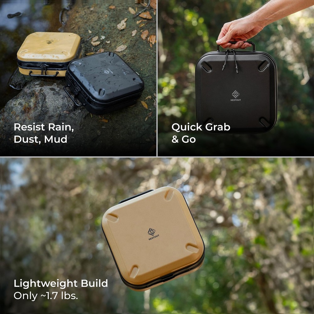 ELECOM NESTOUT Gear Storage Case, Lightweight Hard Shell, Small, Beige