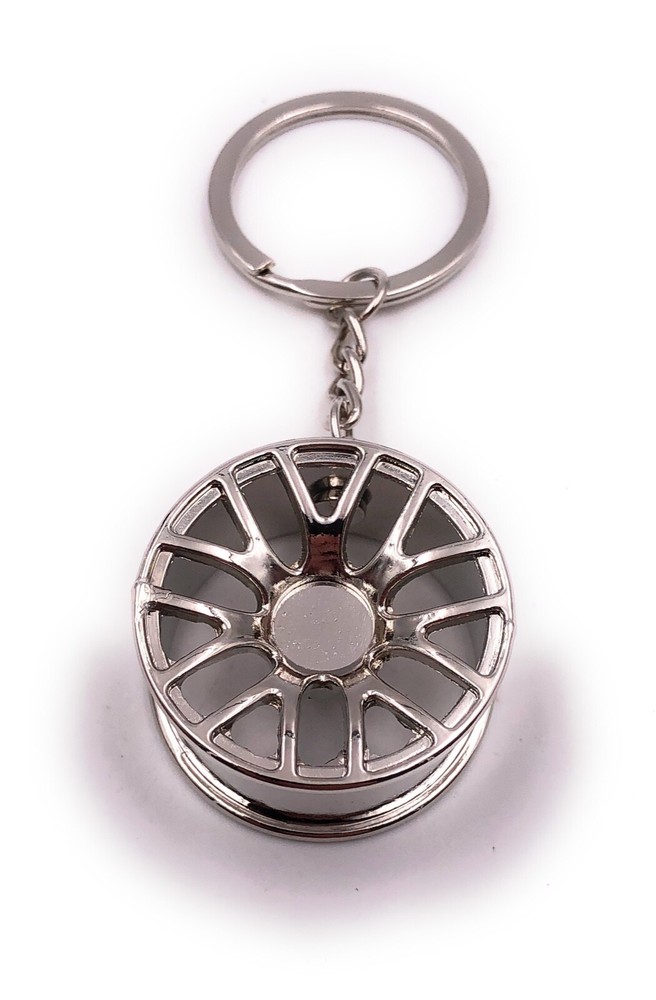 Car rim tuning concave polished silver keychain
