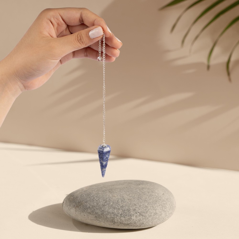 Sodalite Pendulum Crystal, Faceted Pendulum Divination Tools, Dowsing Pendulum C