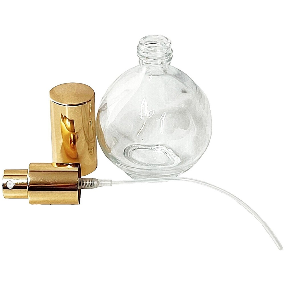 75ml 2.5 oz empty sphere glass perfume bottles gold atomizer refillable decant