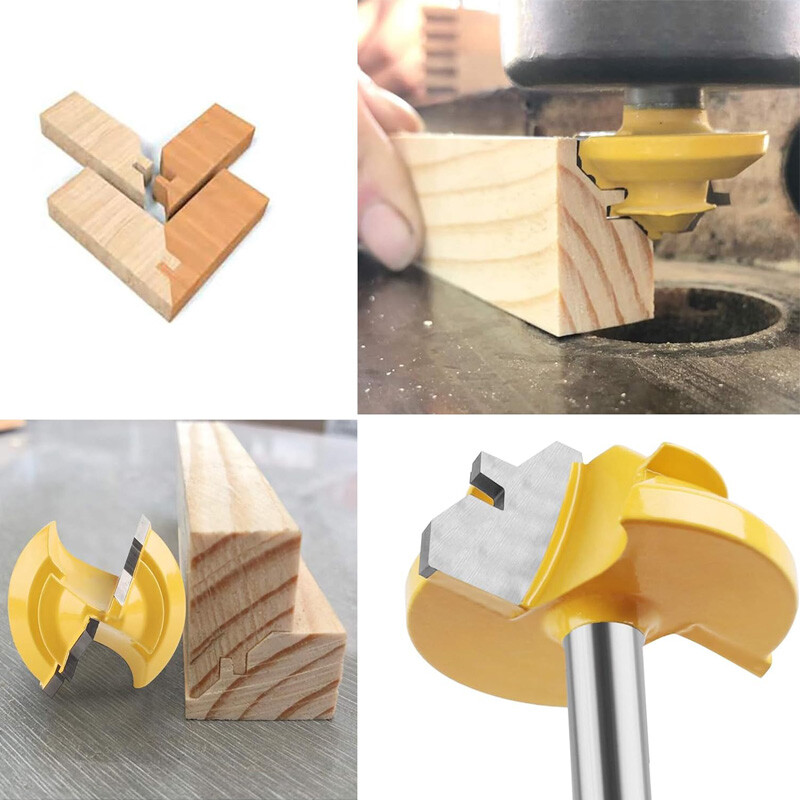 3Pcs 45 Degree Lock Miter Router Bit Set,1/2" 5/8" 3/4" Cutting Height 1/4"Shank