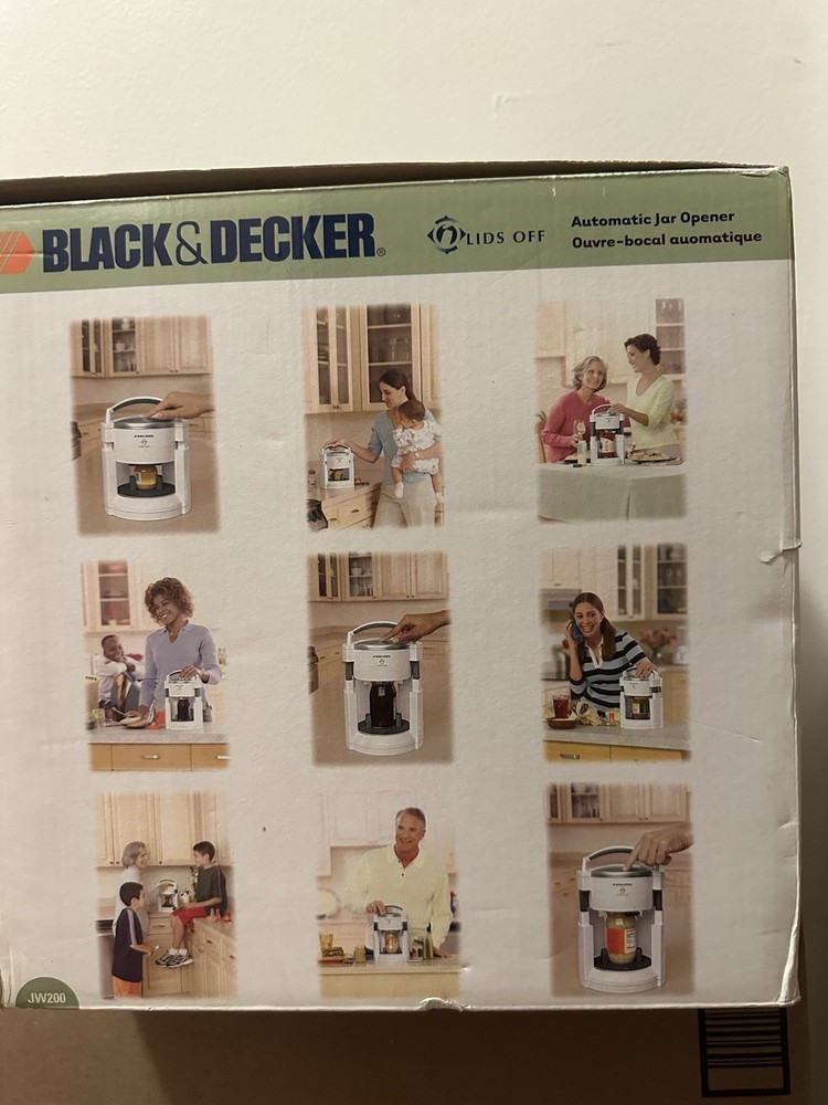 Black & Decker Lids Off Automatic Jar Opener JW200 Opens Jars Easy Open Box Rip