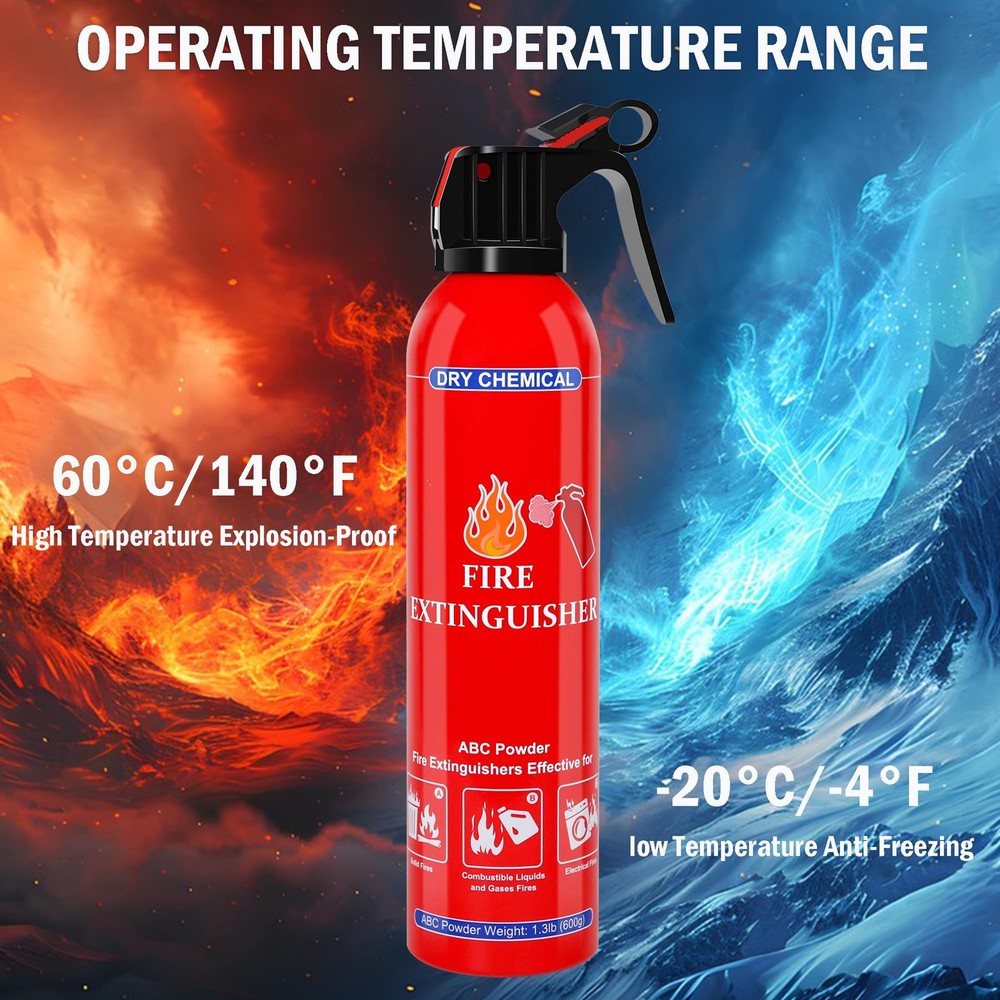 6 Pack ABC Dry Fire Extinguisher - Portable Fire Spray with Mounting Bracket ...