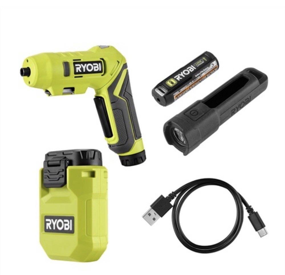 Ryobi usb lithium 3-tool Combo Kit Screwdriver, Mini LED Flashlight, Charger