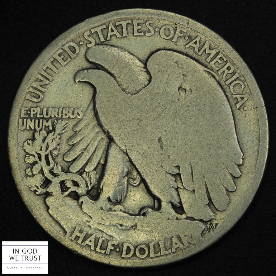 1916 Walking Liberty Silver Half Dollar 50C - Cleaned
